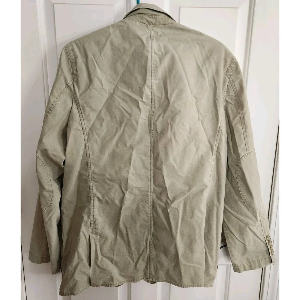 LL Bean Jacket Men 42 42R Green Safari Sport Field Jacket Cotton Blazer Utility